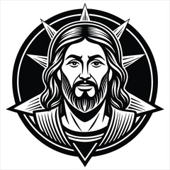 Jesus logo vector art illustration icon logo