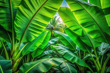 Fototapeta premium Lush Tropical Jungle Banana Leaves - Minimalist Photography