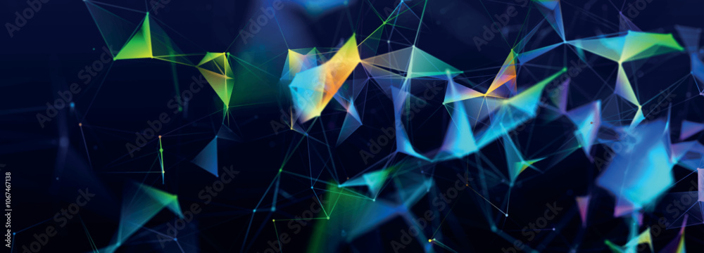 Aufkleber abstract background with connecting dots and lines. futuristic background made of triangles. network