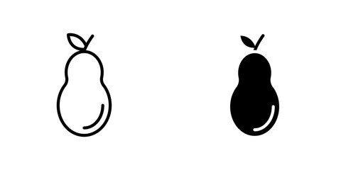 Pear icon. filled and line stroke icons