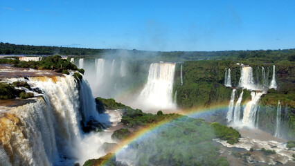 Fototapeta premium Waterfalls with a rainbow