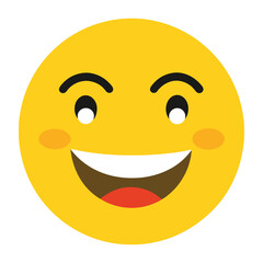 Fototapeta premium Smiling face with smiling eyes emoji vector art illustration icon logo