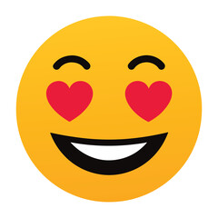 Fototapeta premium Smiling face with heart eyes emoji vector art illustration icon logo