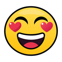 Obraz premium Smiling face with heart eyes emoji vector art illustration icon logo