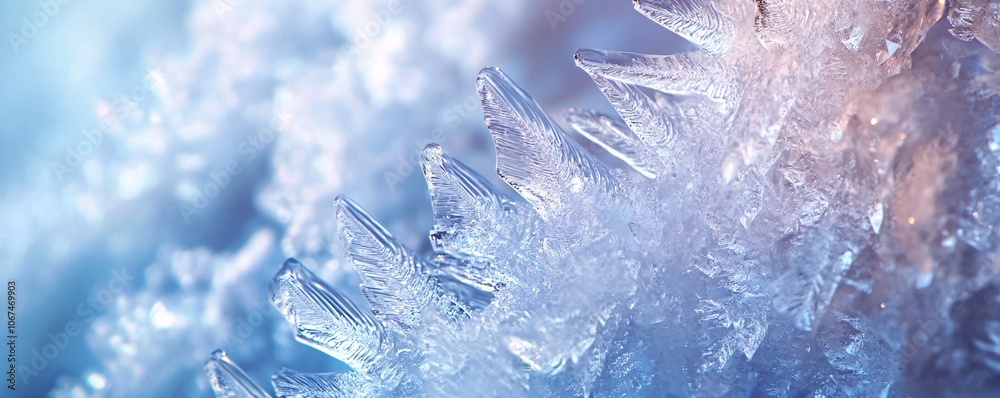 Poster Macro ice crystals showing intricate frozen structure