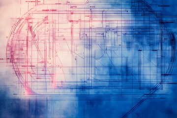 Obraz premium A detailed abstract blueprint drawing with various lines and shapes, representing technical design and engineering concepts.