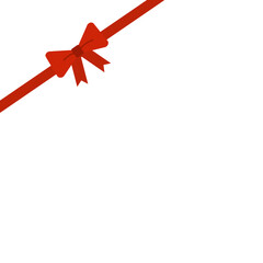 Red ribbon corner border frame. Holiday celebration, gift, birthday, anniversary, promotion concepts. Flat decorative vector design isolated illustration.