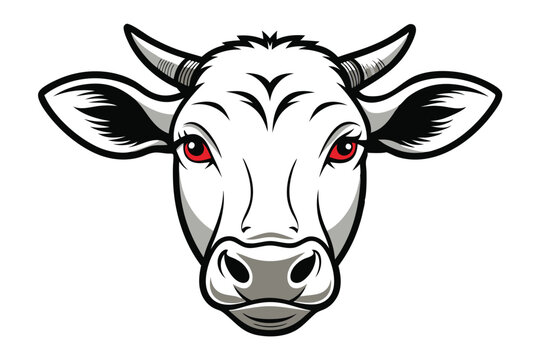 recommend clip art: cow face vector  clean line art Illustration on white white  background A.eps