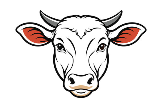 recommend clip art: cow face vector  clean line art Illustration on white white  background B.eps