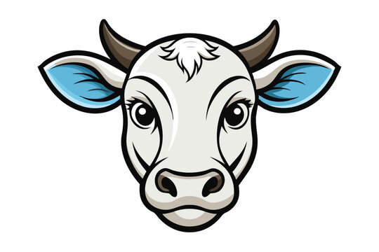 recommend clip art: cow face vector  clean line art Illustration on white white  background C.eps