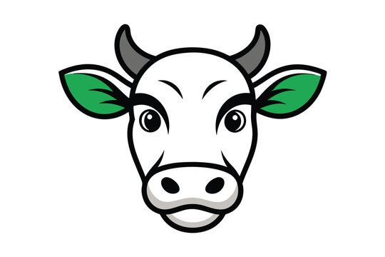 recommend clip art: cow face vector  clean line art Illustration on white white  background D.eps