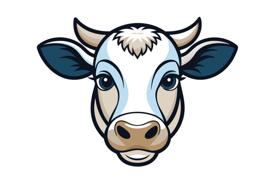 recommend clip art: cow face vector  clean line art Illustration on white white  background E.eps
