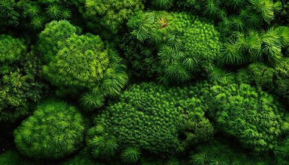 Macro Shot of Lush, Vibrant Green Moss Wall Cushions in a Dense, Natural Pattern. Perfect for Eco Friendly Background, Botanical Themes, Organic Textures, and Forest Inspired Designs