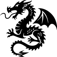 Dragon silhouette icon vector art illustration