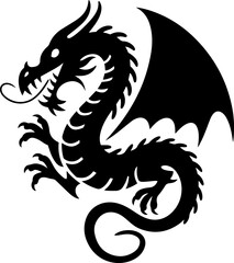 Dragon silhouette icon vector art illustration