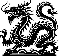 Dragon silhouette icon vector art illustration