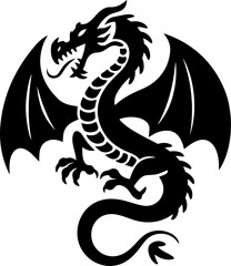 Obraz premium Dragon silhouette icon vector art illustration