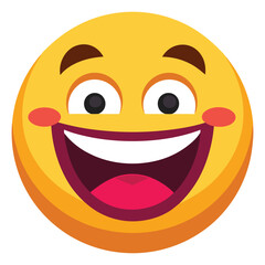 Fototapeta premium Grinning face emoji vector art illustration icon logo