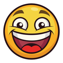 Fototapeta premium Grinning face emoji vector art illustration icon logo