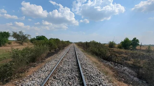 Riding the Bamboo Railway,a passenger&rsquo;s eye view,through rural Cambodia,Battambang Province,Cambodia,Southeast Asia.
