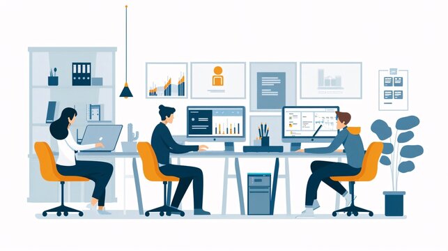 Office with hybrid work setup and remote work solutions integrated