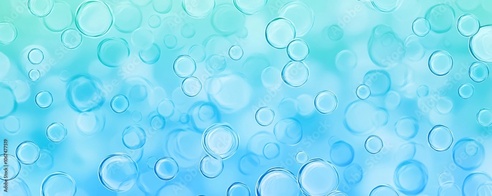 Poster Abstract background showing floating bubbles creating a soft blue and green gradient
