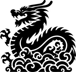 Dragon silhouette icon vector art illustration