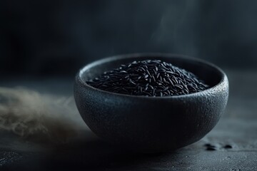 Black rice captured indoors in a dim setting