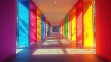 vivid abstract architecture featuring colorful walls casting dynamic shadows showcasing the integration of art and design in a contemporary urban environment