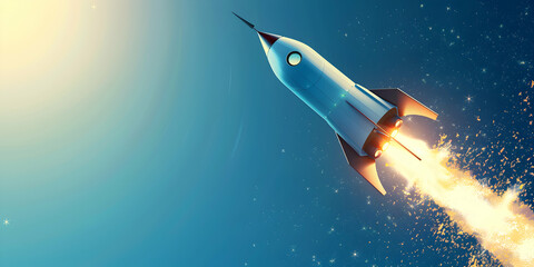 Fototapeta premium Outer Space Rocket Launch with Stunning Galaxy and Starry Sky Background 