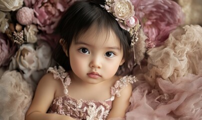 Fototapeta premium Charming Asian baby girl portrait