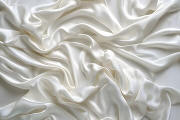 Fototapeta premium Elegant White Satin Fabric Draped Beautifully