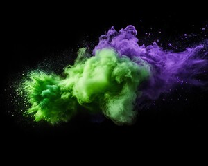 Colorful smoke explosion on black background