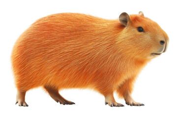 Orange capybara walking on transparent background, oil painting
