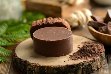 circular brown solid shampoo made from natural ingredients