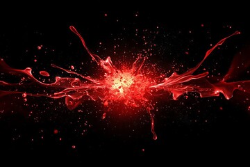 Red splash on black background