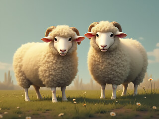 Obraz premium Sheep number 003 from the Netherlands a pair of them