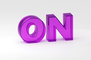 Bright sign 3d made by purple glass on Minimal Concept 3D render Illustration