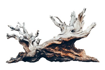 Single old and dead tree isolated on white background
