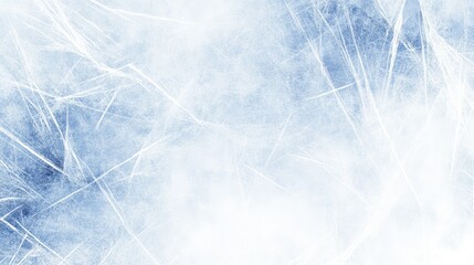 Fototapeta premium The image shows a close-up of a sheet of ice with a light blue tint. The ice has numerous cracks running through it in a web-like pattern. The cracks are mostly thin and white