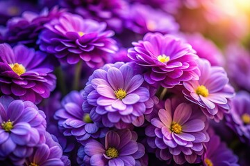Obraz premium Shadows and light play across delicate purple violets, a photogenic dance.