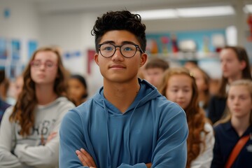 Fototapeta premium Engaged Student in a Classroom Setting