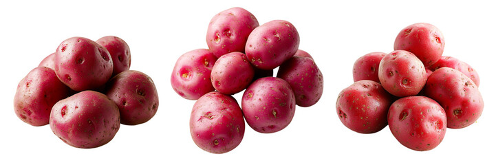 Obraz premium Set of red potatoes isolated on a transparent background