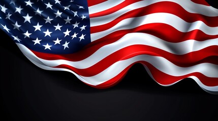 Obraz premium Waving United States Flag on Dark Background