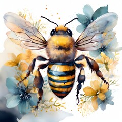 Bee sitting on a flower clipart