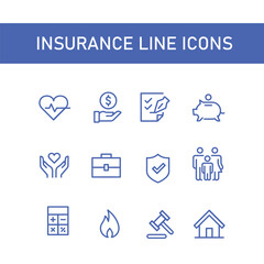 set of insurance icon vector line design , assurance sign symbol