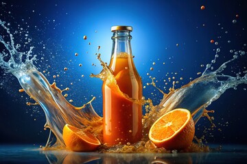 Slow Motion Orange Splash Bottle Opening - Fashion Photography