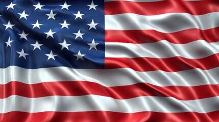 Obraz premium American Flag - Stars and Stripes Waving Fabric Background