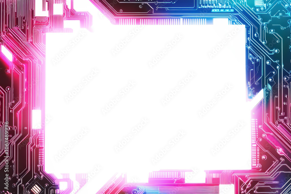 Aufkleber Colorful circuit board patterns create a dynamic abstract background with a blank space for adding text or other elements