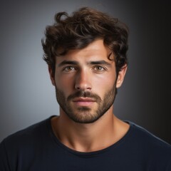 Obraz premium British man in casual outfit with confident expression against a vibrant studio background